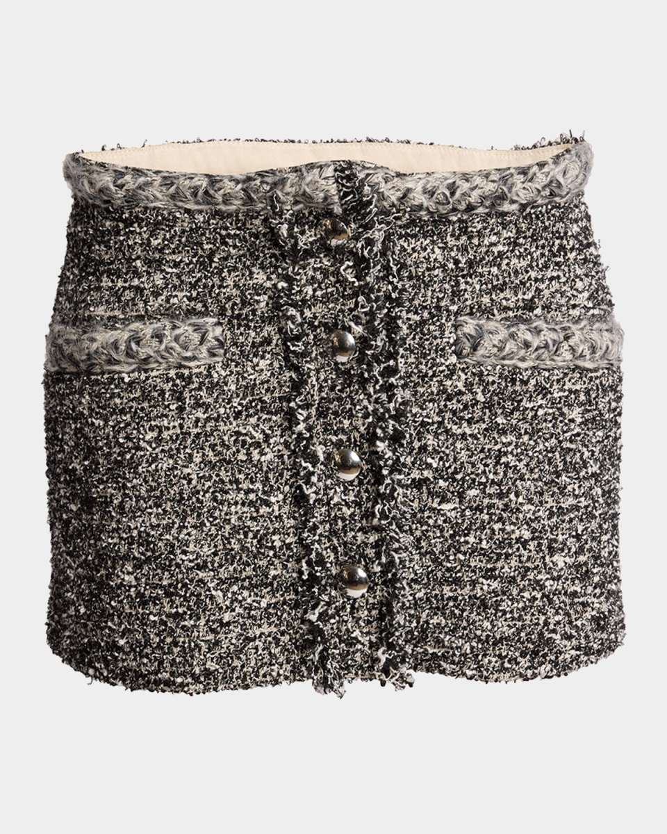 Gleny Braided-Trim Boucle Mini Skirt